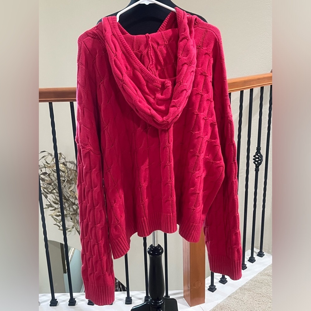 Elly Cable Knit Hooded Sweater - PINK ANTHROPOLOGY SATURDAY/SUNDAY WOMEN 3X - Picture 5 of 10